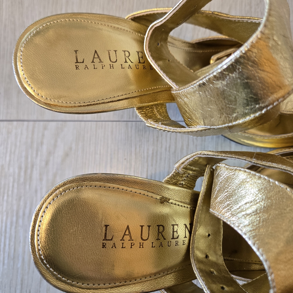 Lauren Ralph Lauren Gold Cutout Heels - Picture 3 of 5